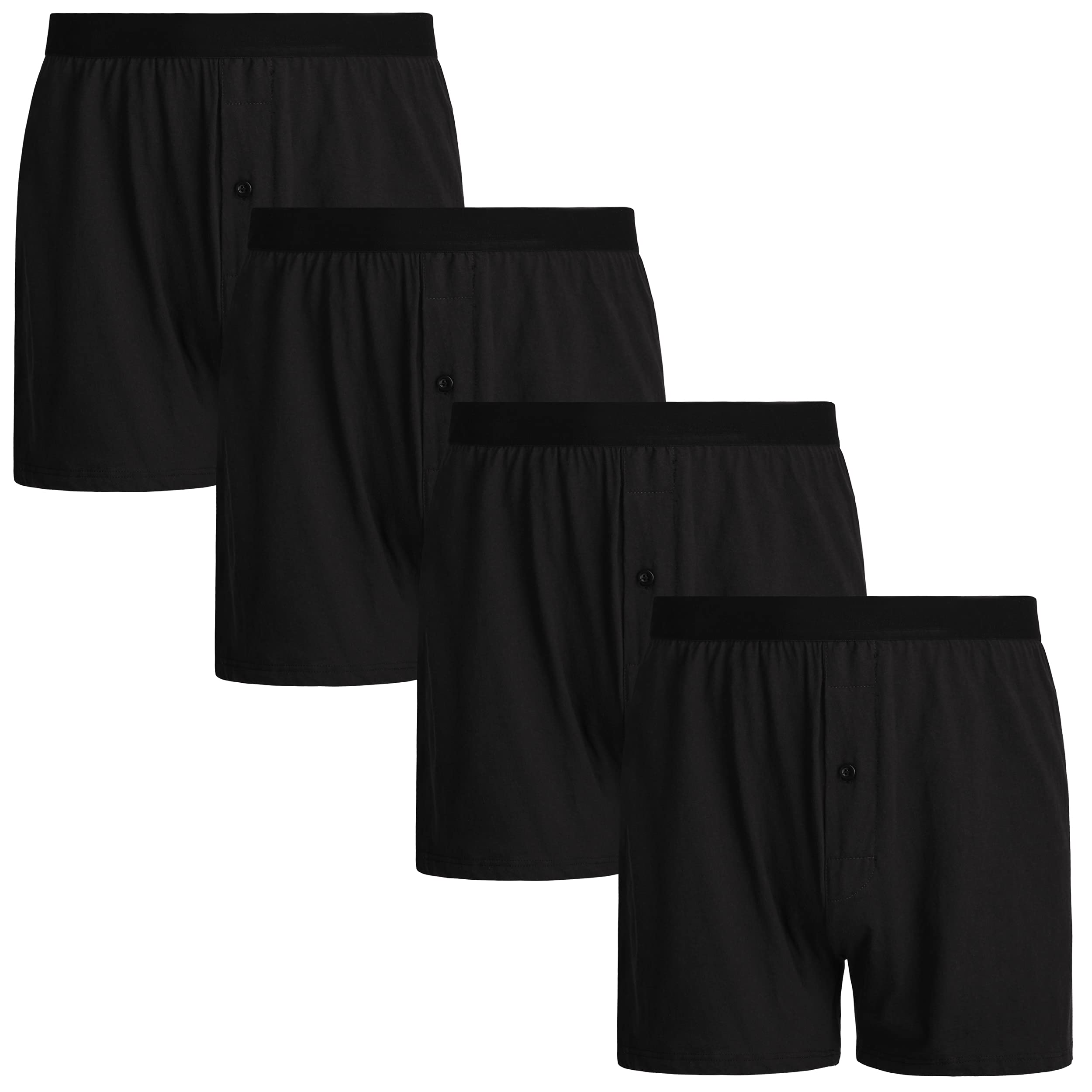 INNERSY Men's Cotton Boxers - Soft Lounge Underwear (4-Pack)