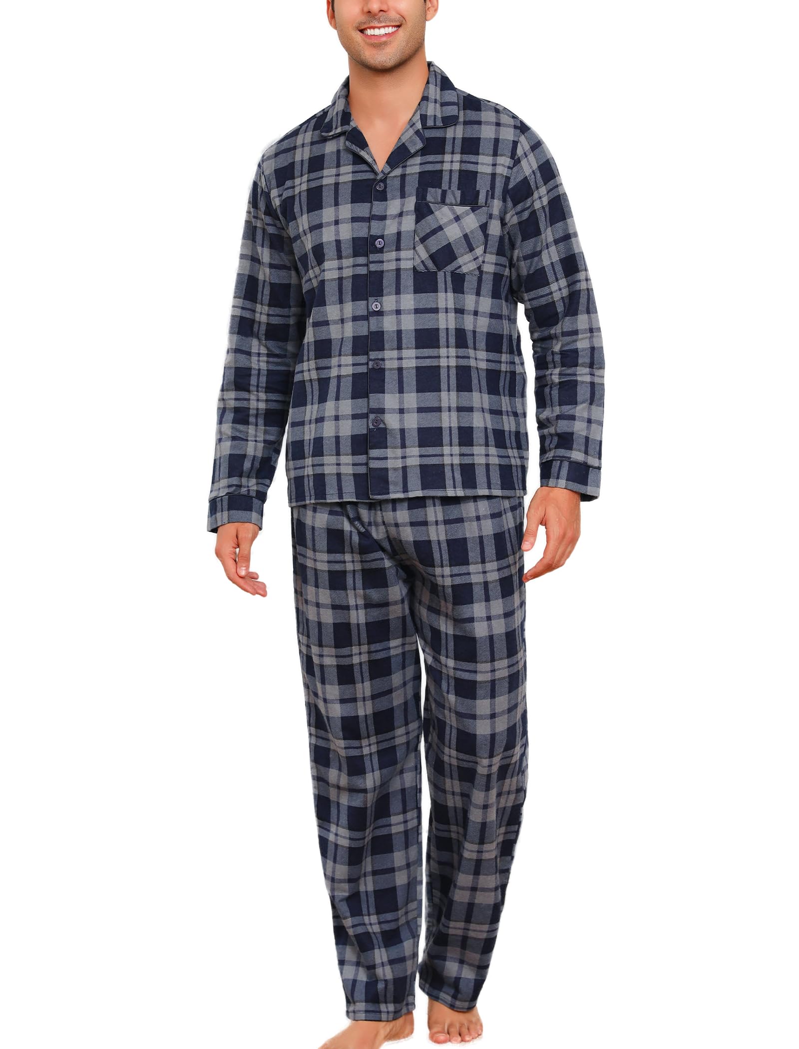Plaid Print Men's Cozy Flannel Pajama Set