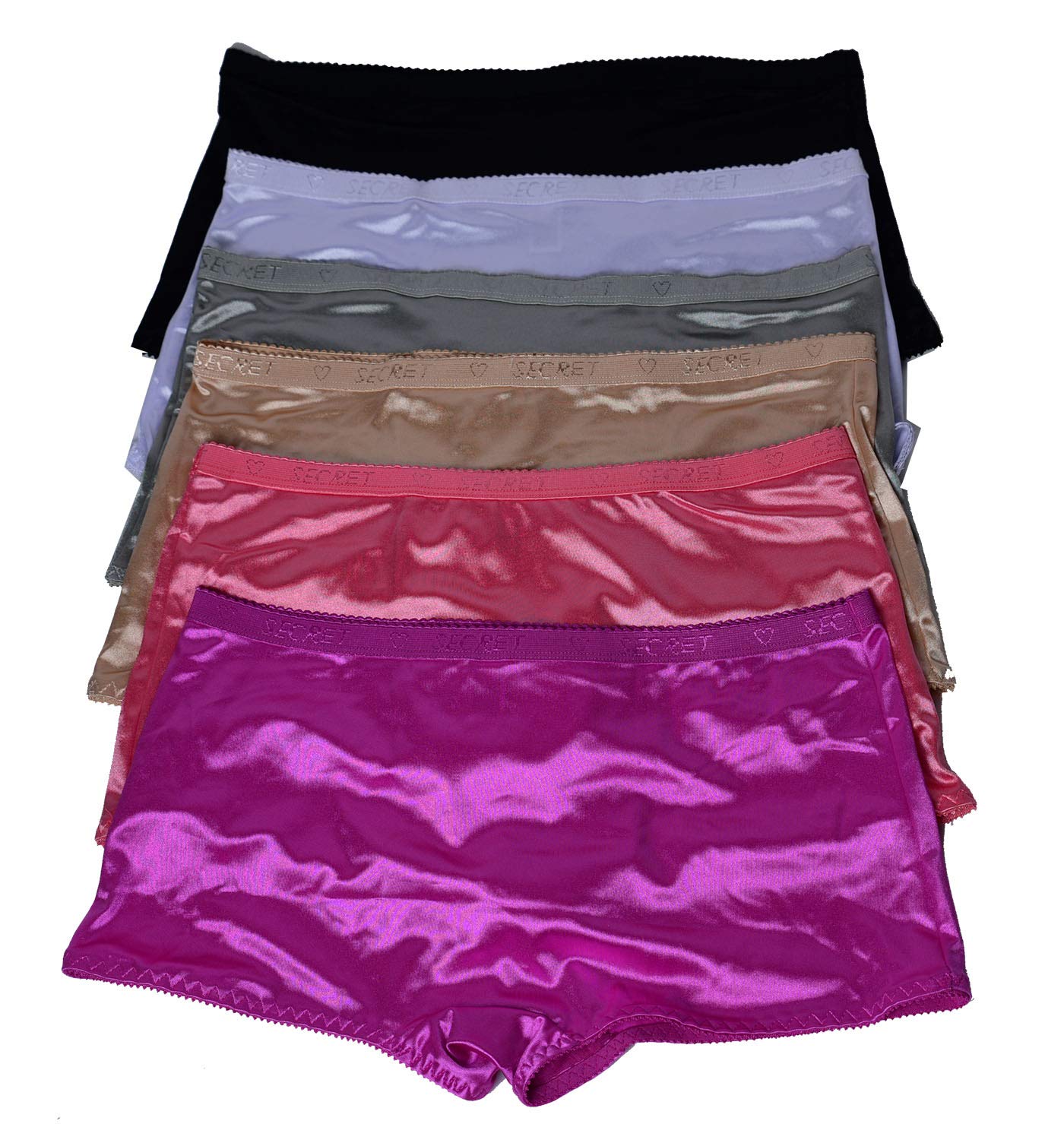Emily Johnson Women's Plain Satin Boxer 6 Pack