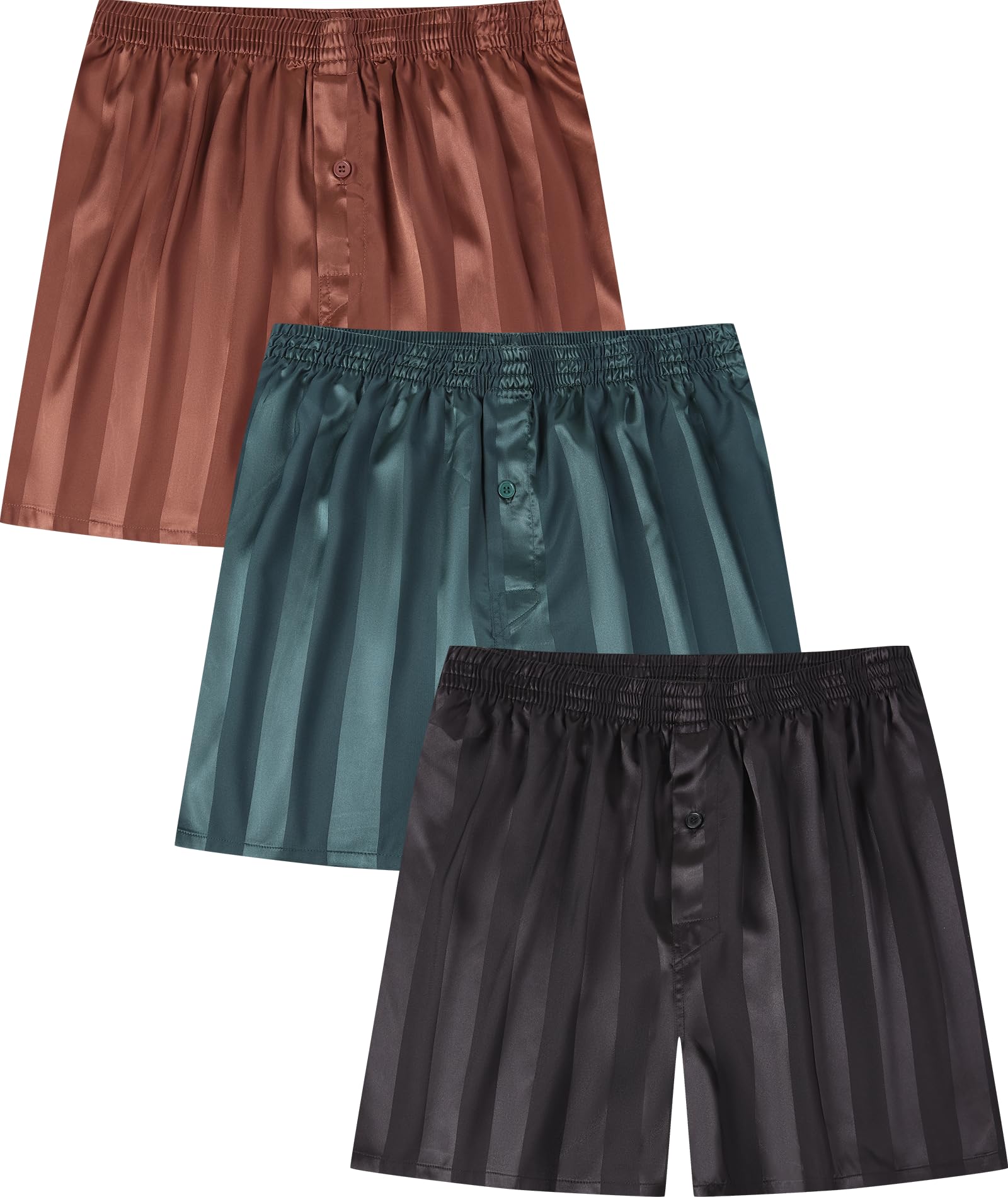 Silky Satin Boxers for Men - Button Fly Sleep Shorts